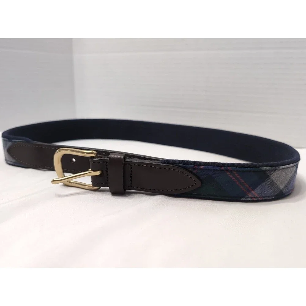 VINEYARD VINES size 30 belt Blackwatch Plaid Canvas Leather Golf NEW